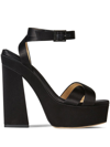 Jimmy Choo Gaia 140 Satin Platform Sandal In Black