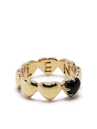 Stolen Girlfriends Club 9kt Yellow Gold Band Of Heart Onyx Ring