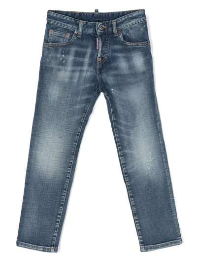 Dsquared2 Kids' 中腰紧身牛仔裤 In Blue