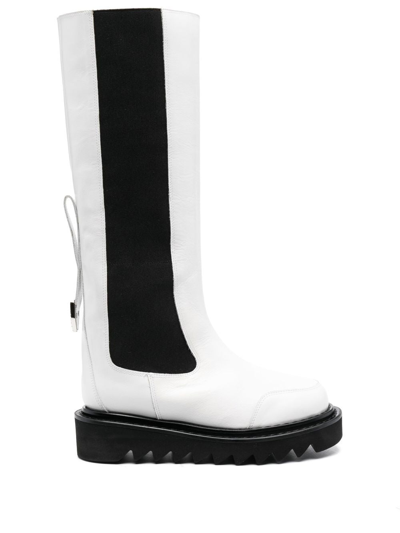 Toga Two-tone Knee Boots In White