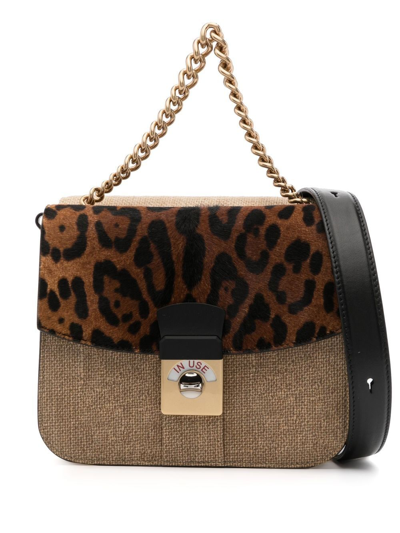 Maison Margiela Leopard-pattern Leather Shoulder Bag In Neutrals
