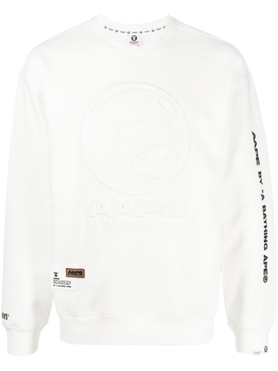 Aape By A Bathing Ape Logo-embossed Crew-neck Sweatshirt In White