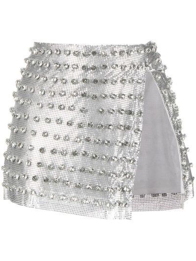Retroféte Deandra Crystal-embellished Mini Skirt In Silver
