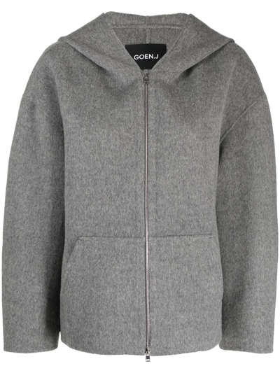 Goen J Zip-up Wool Jacket In Grey