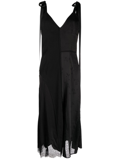 Goen J Lace-trim Midi Dress In Black