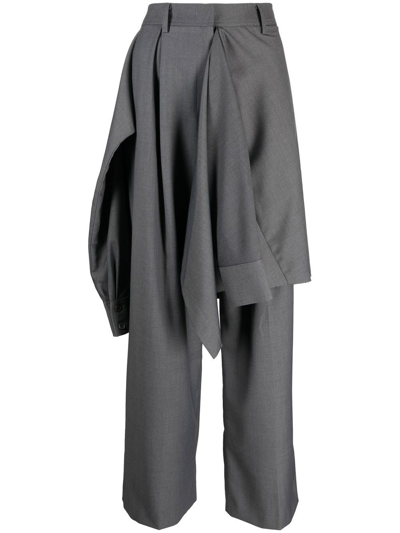 Goen J Layered Shirt Straight-leg Trousers In Grey