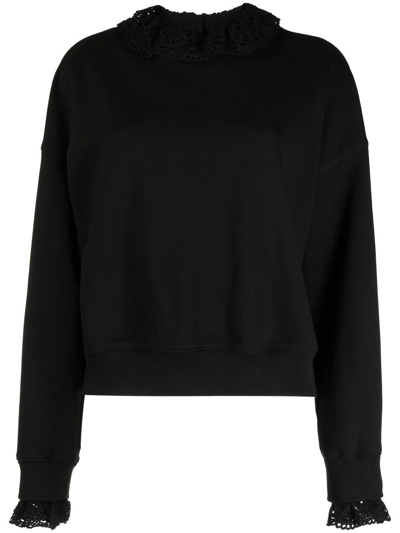 Goen J Crochet-colar Sweatshirt In Black