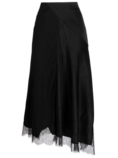 Goen J Jacquard Lace-trim Midi Skirt In Black