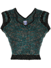 Vitelli Melange V-neck Knit Top In Black