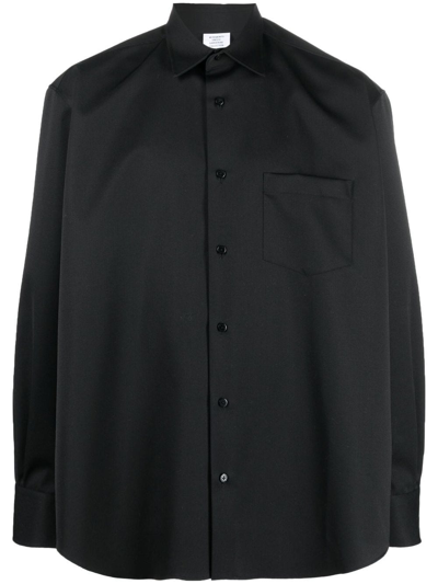 Vetements Button-up Wool Shirt In Black