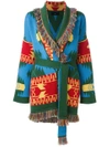 ALANUI ALANUI MULTI FIGURES FRAYED TRIM COAT - GREEN,02061611902902