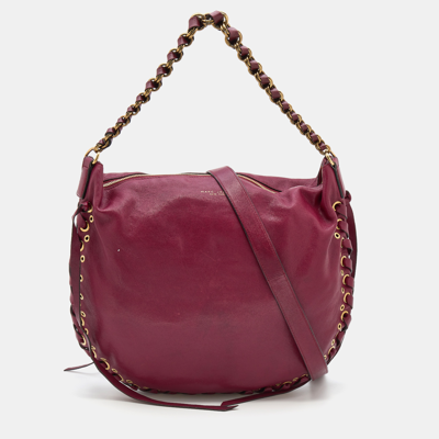 Pre-owned Marc Jacobs Burgundy Leather Lace Nomad Hobo