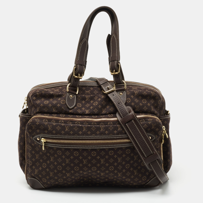 Pre-owned Louis Vuitton Ebene Monogram Mini Lin Canvas Sac A Langer Diaper Bag In Brown