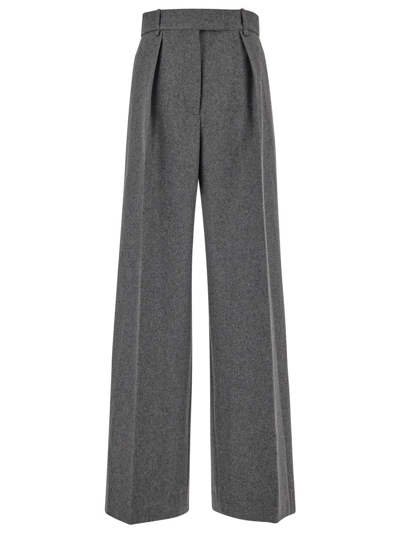 Quira Wide Leg Wool Trousers In Grey