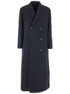 Quira Extra Long Double-breasted Wool Overcoat In Blue