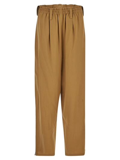 Quira Pleat-detail Straight Trousers In Brown