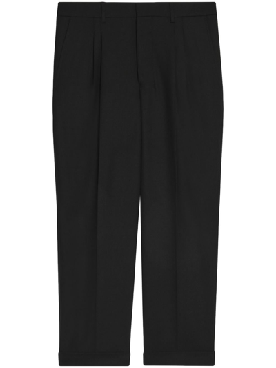 Ami Alexandre Mattiussi Carrot Fit Trousers With Hem And Pleats In Black