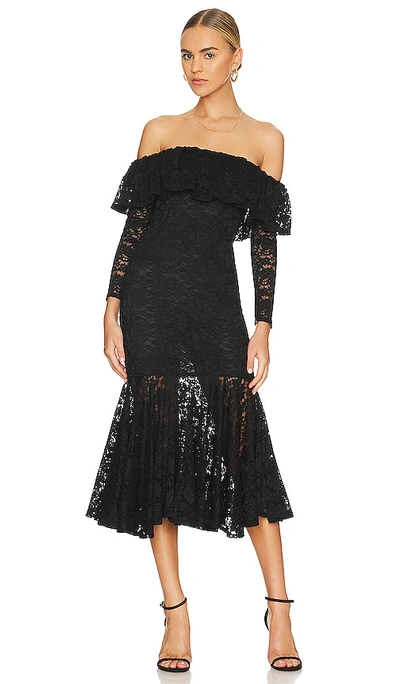 Caroline Constas Alessia Off-the-shoulder Lace Midi Dress In Black