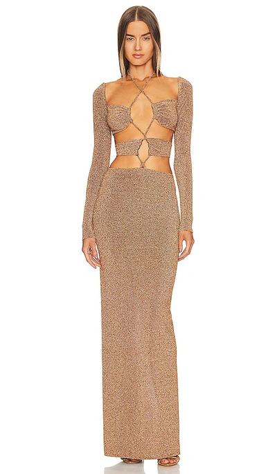 michael costello gold dress Limited Edition Gold Farah – STELLO main image 0
