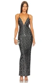 Michael Costello X Revolve Gina Gown In Black And Silver