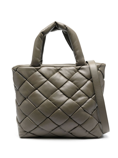 Officine Creative Quilted Leather Tote Bag In Green
