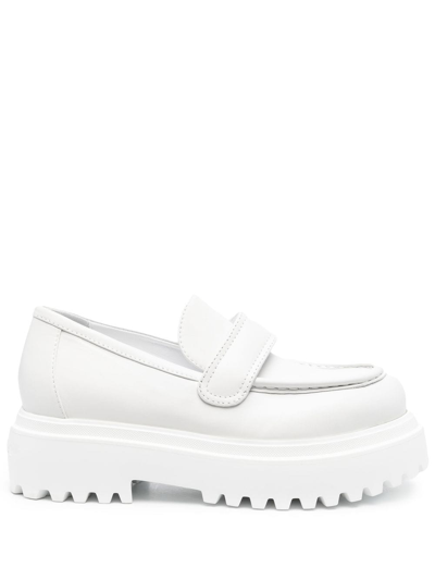 Le Silla Ranger Leather Loafers In White