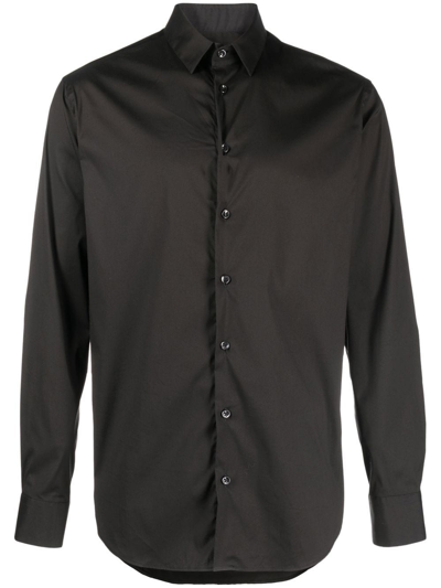 Giorgio Armani Slim-cut Button-down Shirt In Black