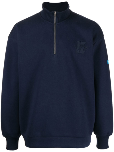 Izzue Embroidered-logo Half-zip Sweatshirt In Blue