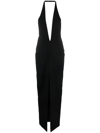 Monot Crepe De Soie Longue Robe In Black