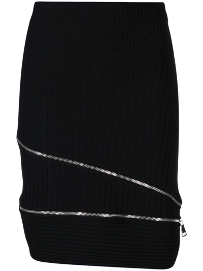 Andreädamo Zip-detail Knitted Skirt In Nero