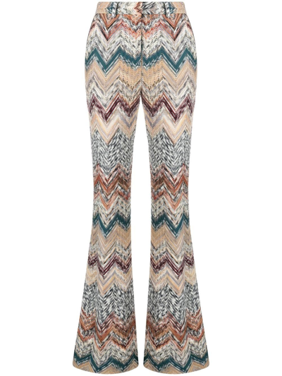 Missoni Zigzag-pattern Knitted Trousers In Red