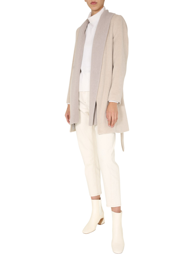 Fabiana Filippi Coat With Knit Shawl Collar In Beige