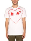 Comme Des Garçons Play Short Sleeve Heart Print T-shirt In White