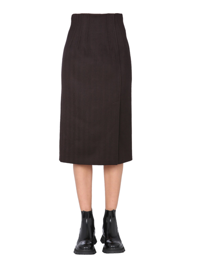 Alexander Mcqueen High-waisted Slit-detail Skirt In Brown