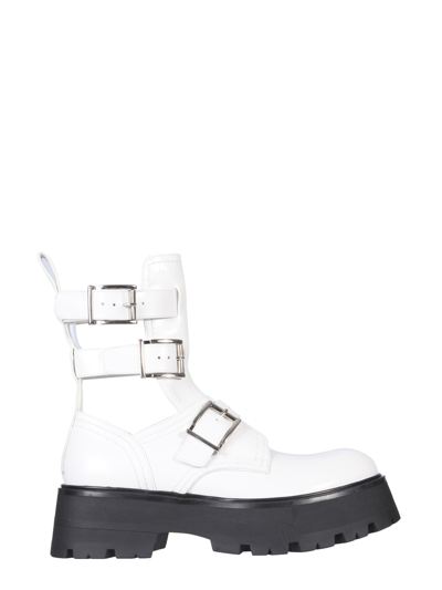 Alexander Mcqueen Chunky Buckle-fastening Boots In White
