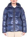 Canada Goose Down Jacket With Hood In Blu