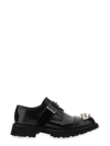 Alexander Mcqueen Studded Strap Derby Loafers In Black