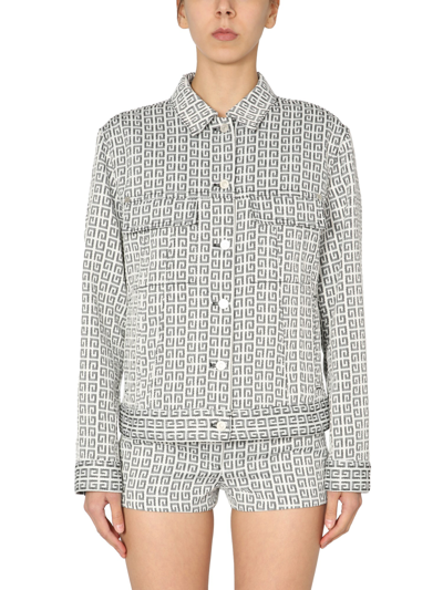 Givenchy Woman 4g Jacquard Jacket With Denim Effect In Grey