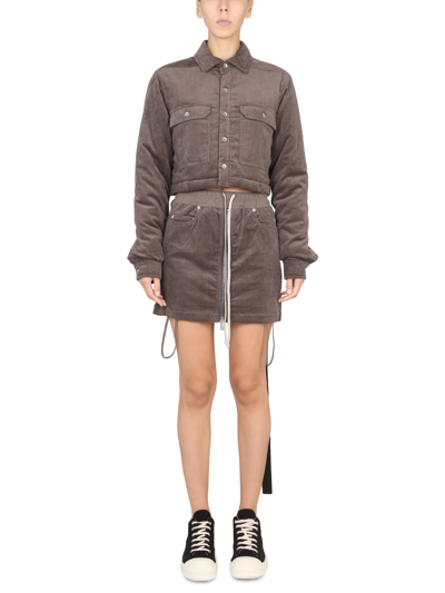 Rick Owens Drkshdw Cropped Jacket In Brown