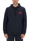 Hugo Boss Daple French Terry Zip Front Hoodie In Blue