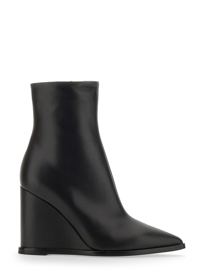 Gianvito Rossi Glove Leather Wedge Boots In Black