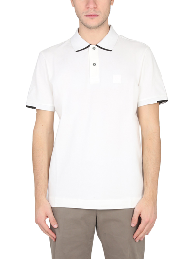 C.p. Company Polo Con Patch Logo In White