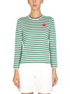 Comme Des Garçons Play Striped Long-sleeved T-shirt In Green
