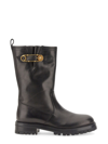 Versace Biker Boots With Medusa Safety Pin In Black