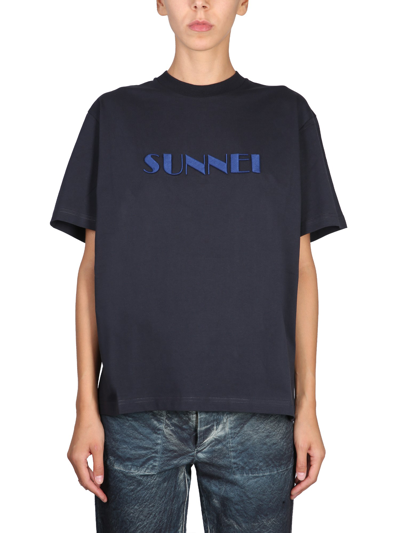 Sunnei Crewneck T-shirt In Blue