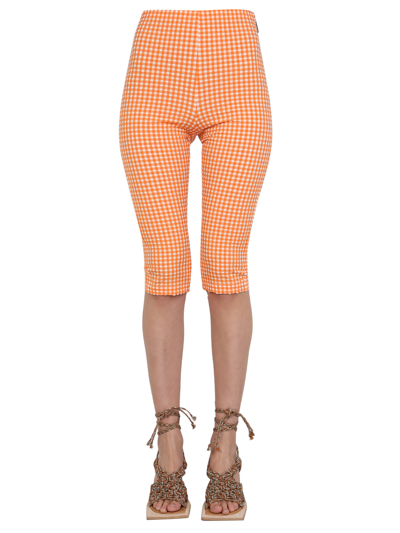 Msgm Check Pattern Bermuda In Orange