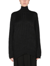 Balenciaga Creased Turtleneck Knit Jumper In Black