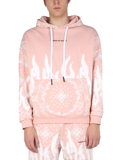 Vision Of Super Flame Graphic-print Cotton Hoodie In Pink