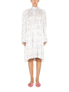 Balenciaga Thumbnail Print Oversize Technical Satin Long Sleeve Midi Dress In White