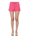 Moschino Logo-print Track Shorts In Fuchsia